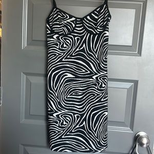 Zara - Women’s Dress - black and white - zebra swirl print - mini dress - S